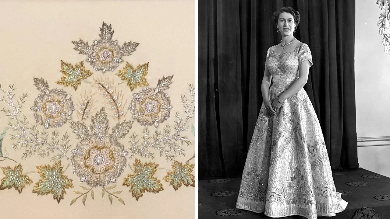 Queen Elizabeth remembered as rare, 'exquisite' cutting from her coronation dress goes up for auction