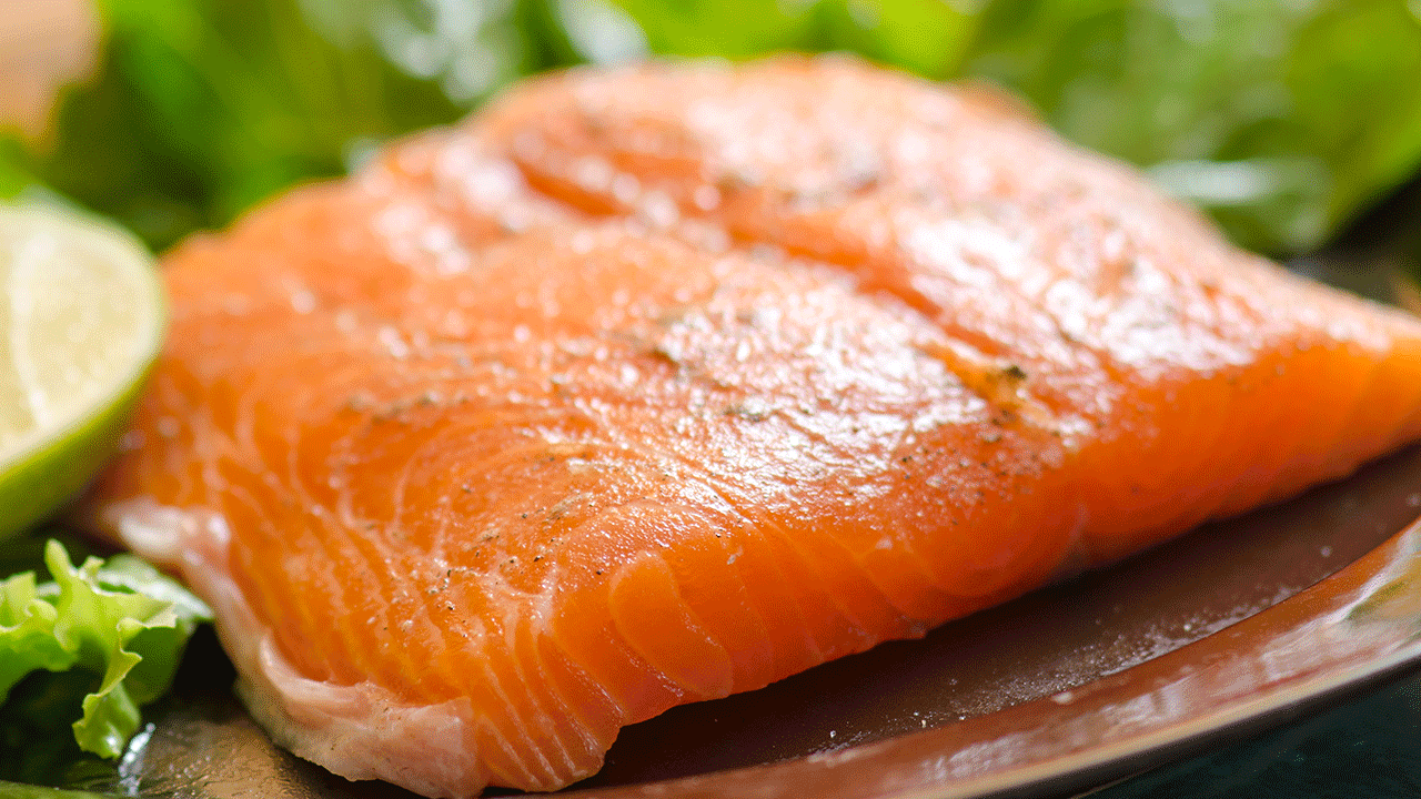 Raw salmon on a plate