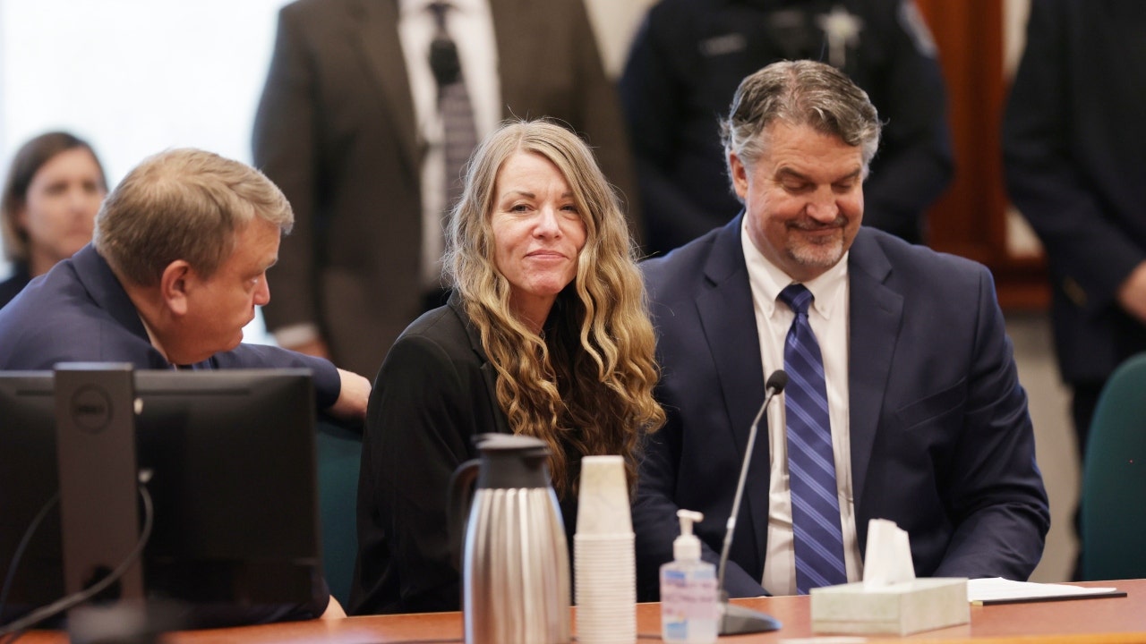 Lori Vallow Daybell talks with her lawyers before the jury's verdict is read at the Ada County Courthouse in Boise, Idaho on Friday May 12, 2023.