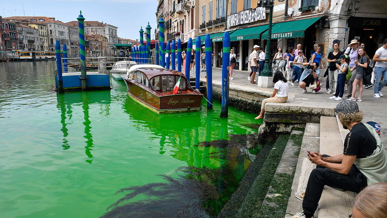 Police solve the mystery of why Venice's Grand Canal turned bright green
