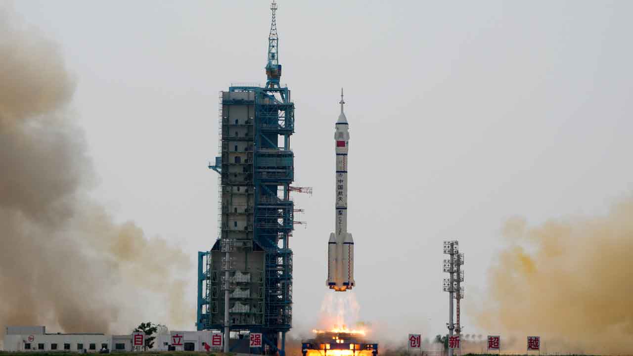 China is sending new crew for the orbiting space station and aims to have astronauts on the moon by the end of the decade