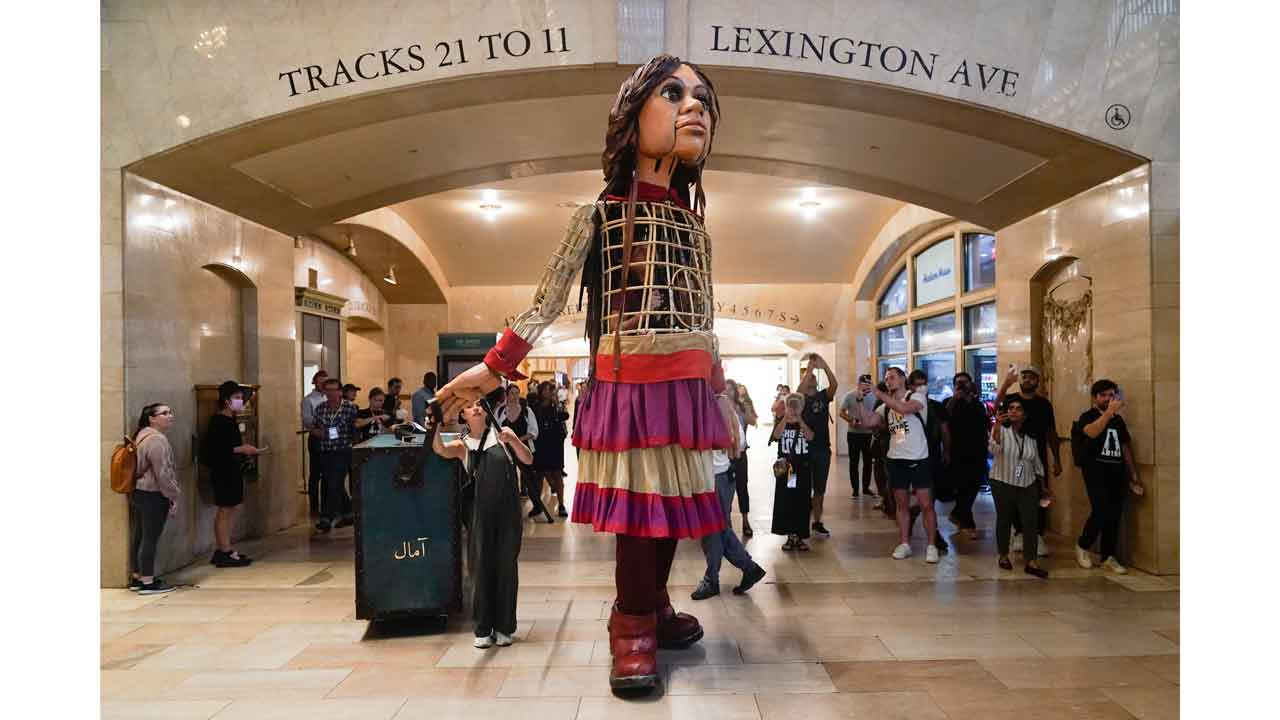 Little Amal, a 12-foot puppet of a Syrian refugee, set to journey across US to raise awareness about migration
