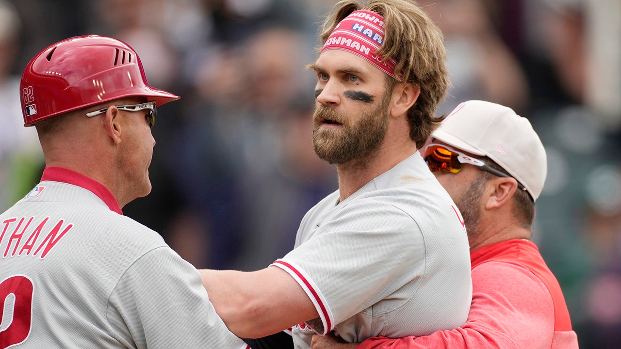 Phillies’ Bryce Harper breaks down benches-clearing incident: ‘I wasn’t very happy’