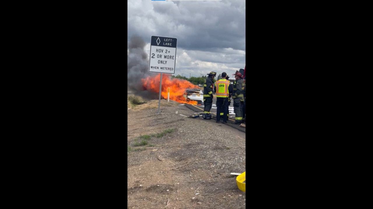 California man's Tesla catches fire while driving on highway