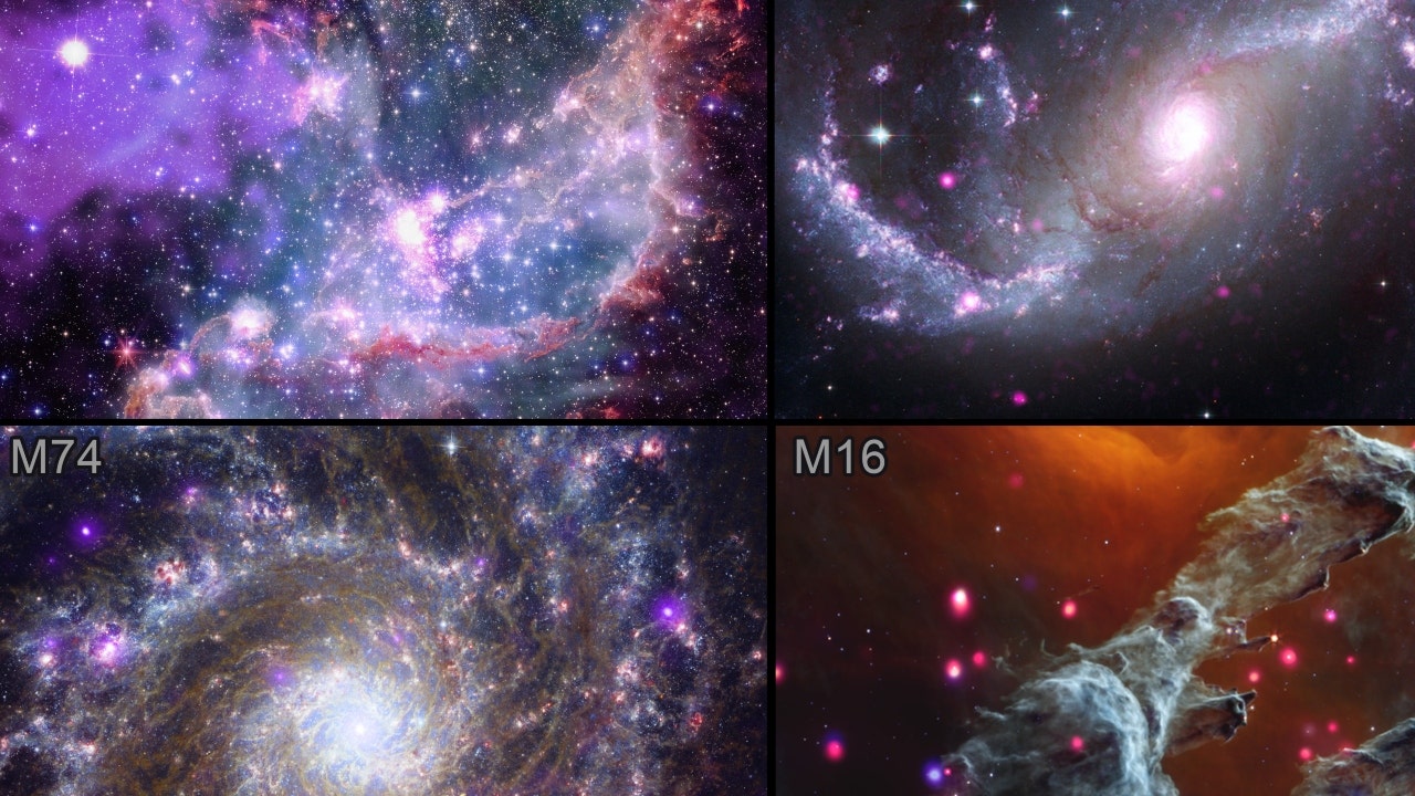 El telescopio espacial Webb de la NASA y Chandra se unen para obtener impresionantes imágenes compuestas
