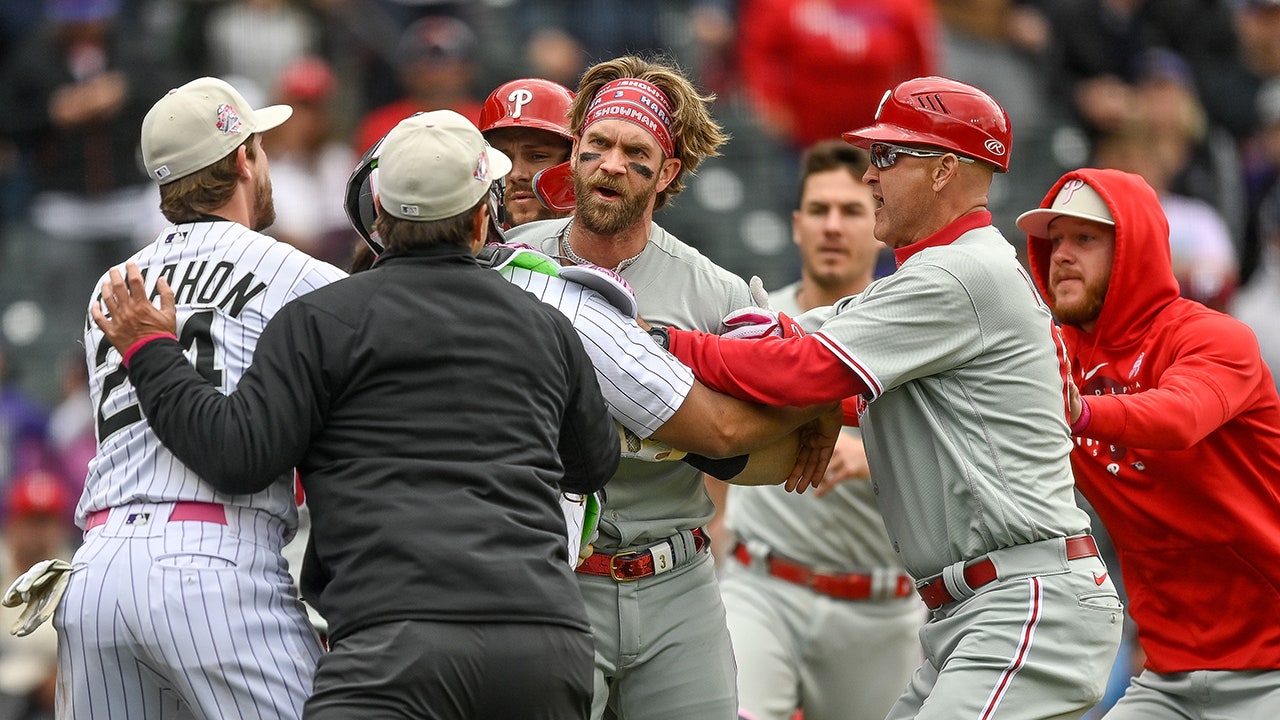 Phillies’ Bryce Harper, manager Rob Thomson ejected after benches clear against Rockies