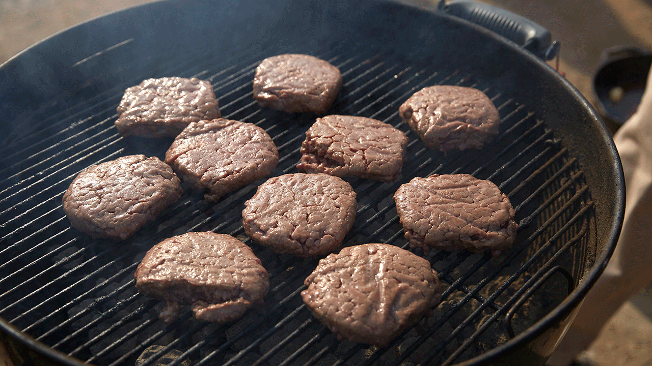 Burgers on a grill