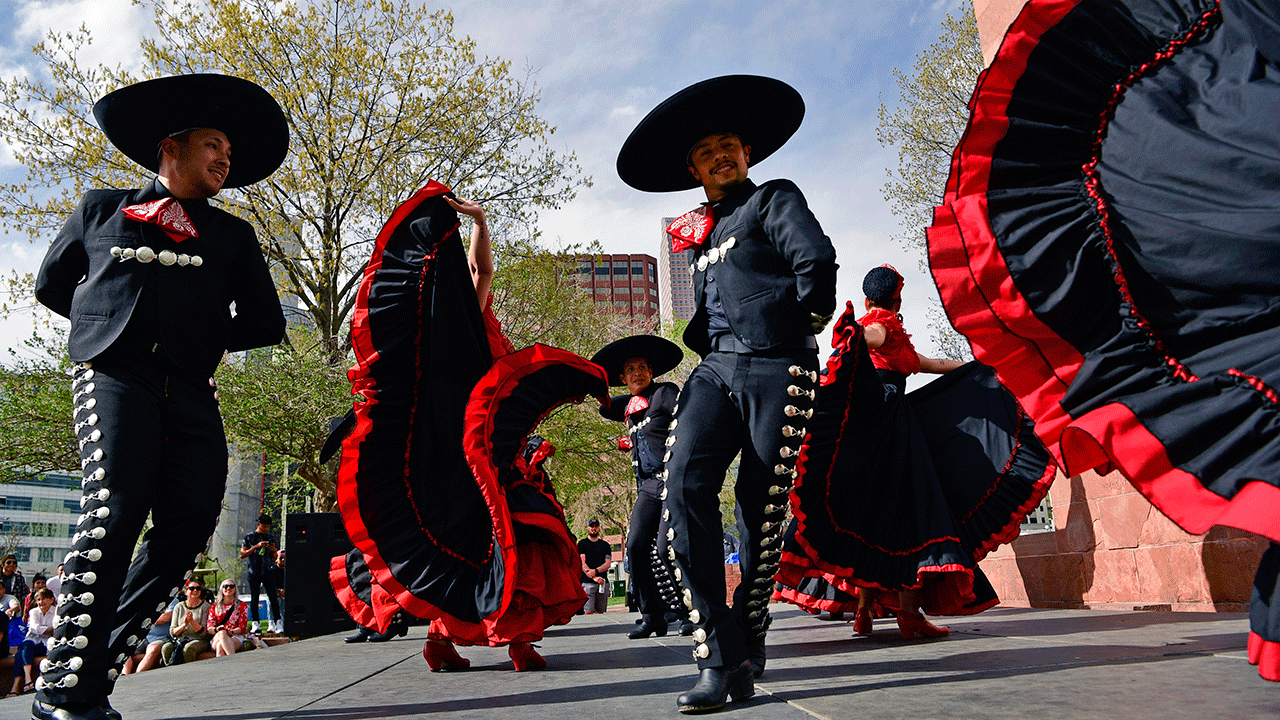 Mexican dancers on stage for Cinco de Mayo