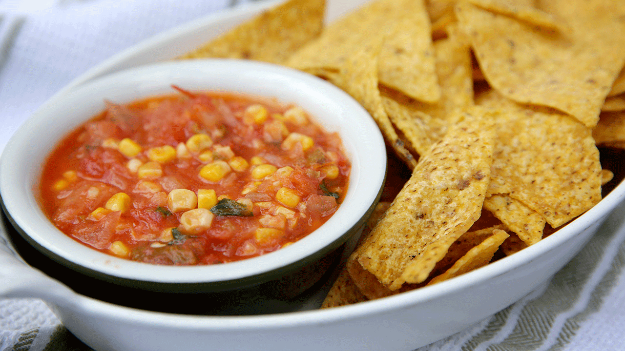 Corn salsa with chips