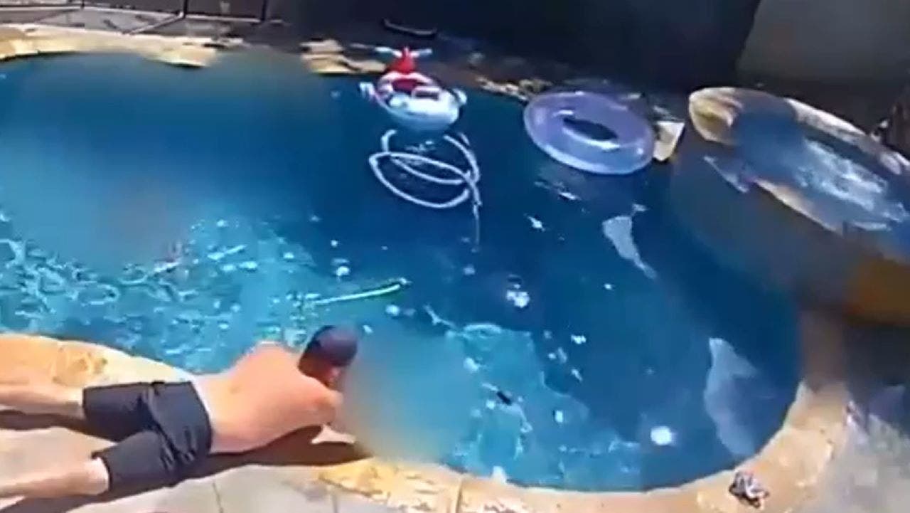 California first responder saves 1-year-old son from drowning in pool: video