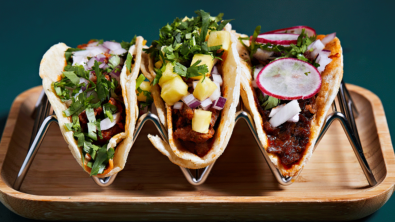 Tacos on a platter. 