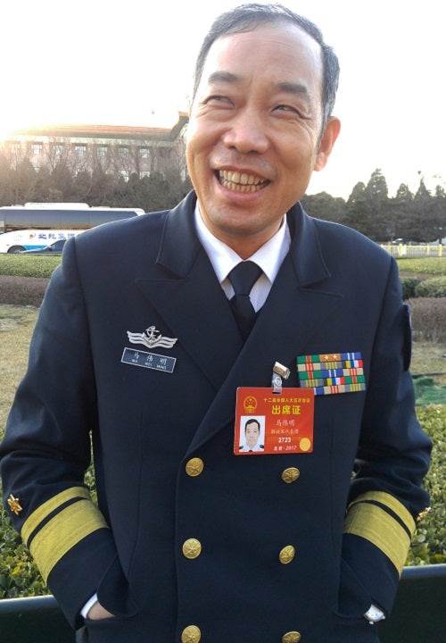 Ma Weiming PLA Navy Rear Admiral smiling in uniform