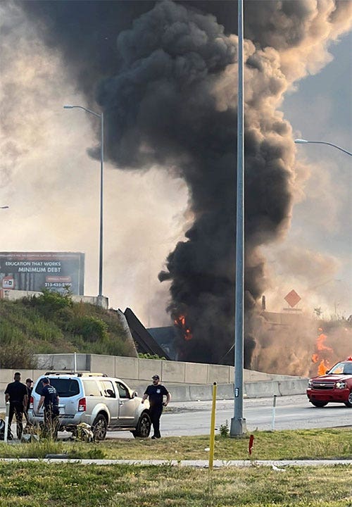 Interstate 95 collapse: Huge tanker truck fire shuts down highway outside of Philadelphia