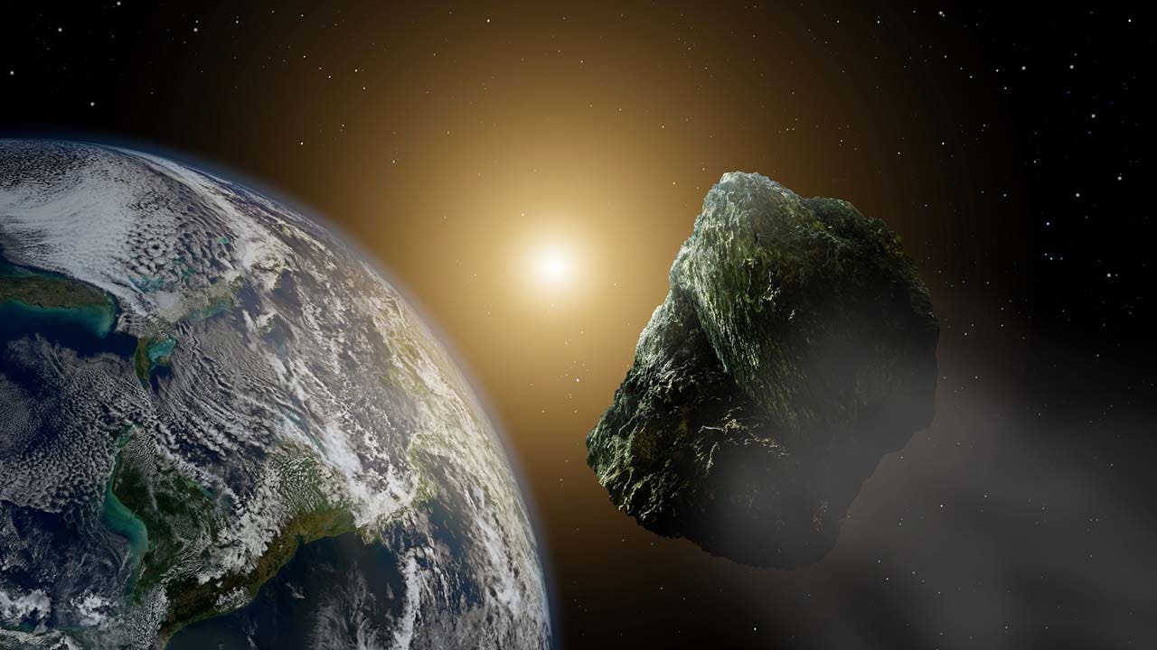 Rendu artistique d'un astéroïde passant devant la Terre