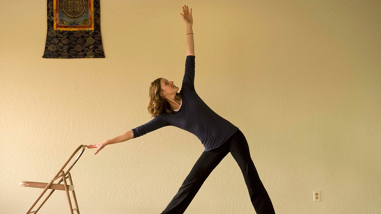 A woman doing a yoga pose