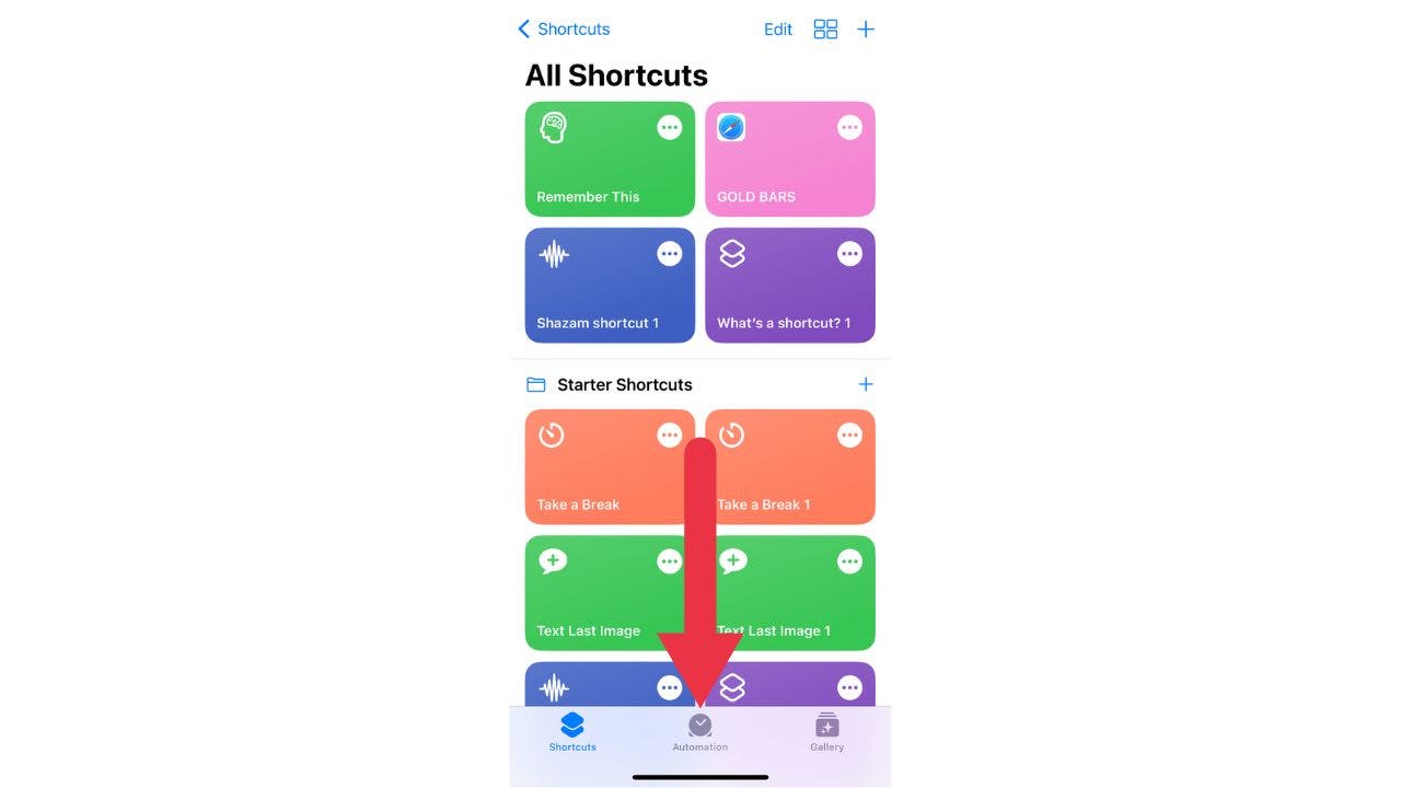 Öffnen Sie die Shortcuts-App