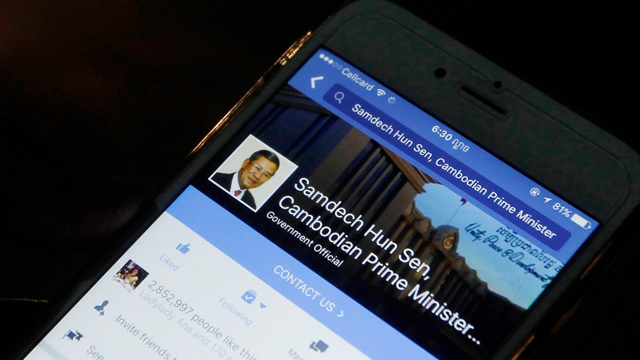 Die Facebook-Seite des kambodschanischen Premierministers Hun Sens wird angezeigt