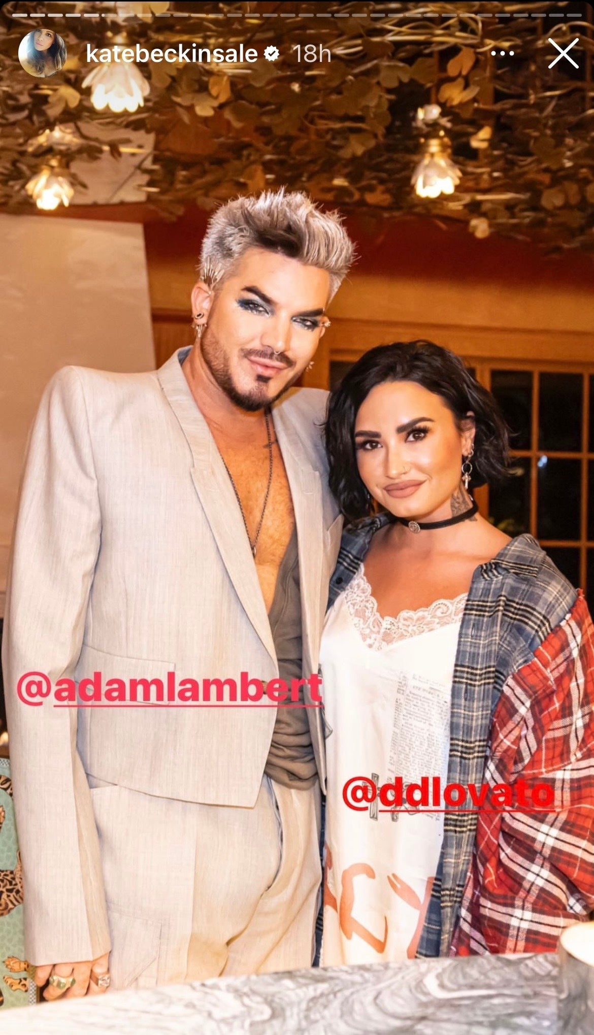 Adam Lambert and Demi Lovato at a birthday party