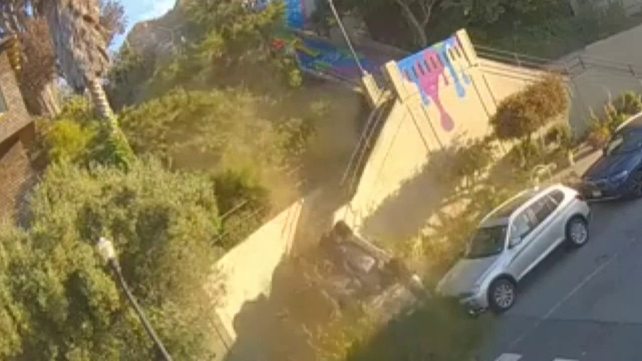 car crashed onto street