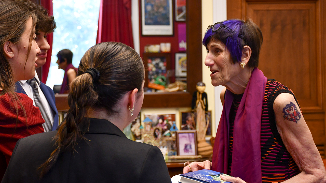 Rep. DelAuro flashing tattoo