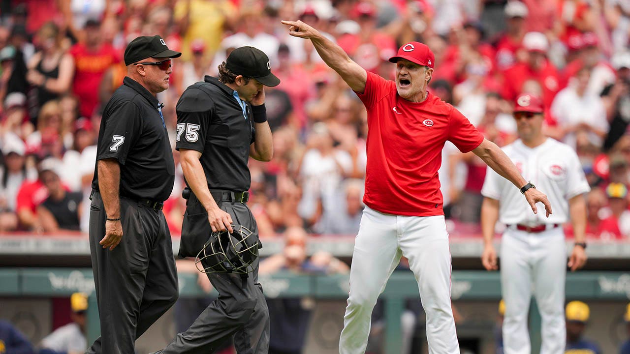 MILWAUKEE, WI - JULY 08: Milwaukee Brewers manager Craig Counsell (30)  reacts after being ejected in the ninth inning of an MLB game against the  Cincinnati Reds on July 8, 2023 at