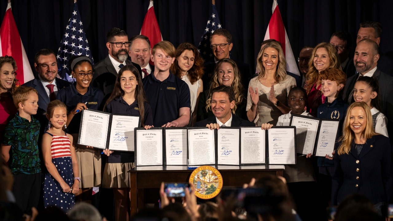 Florida Gov. Ron DeSantis signs a series of education bills