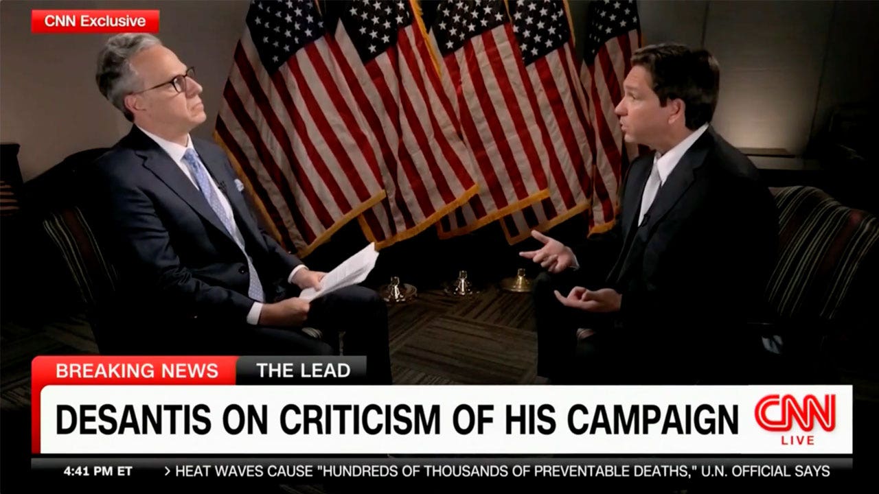 DeSantis rails against media narratives against him, calls out CNN during interview with Jake Tapper