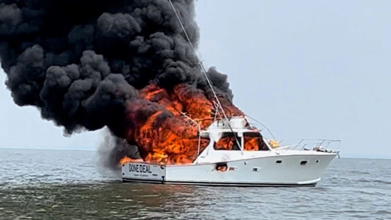 Coast Guard rescues man after flames engulf boat in Delaware Bay