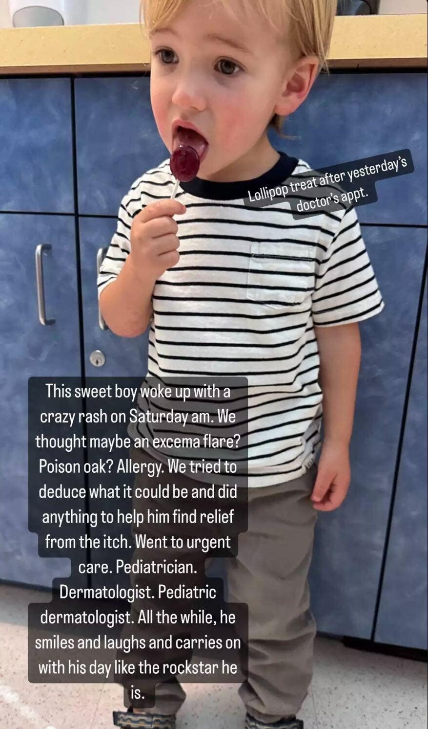 mandy moores ig photo of son gus licking a lollipop