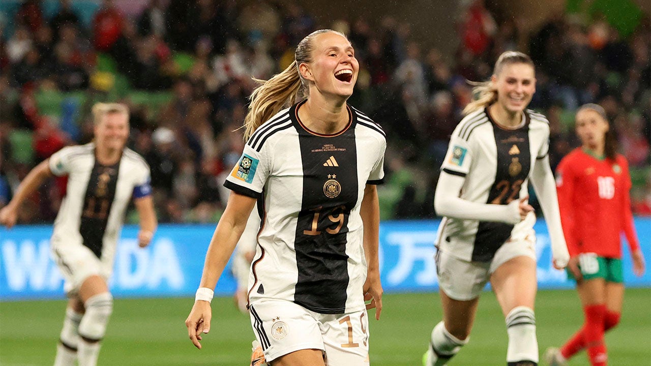 Klara Buehl celebrates goal
