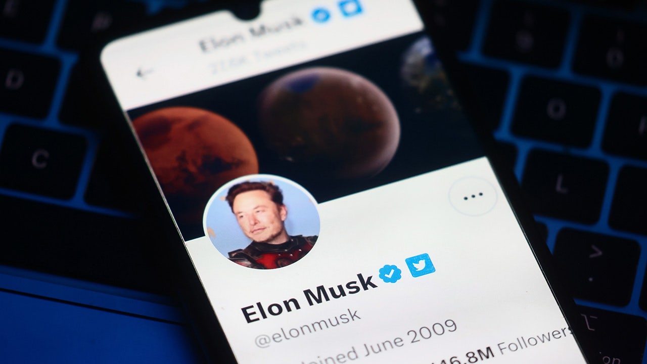 Elon Musk Twitter profile pulled up on an iphone