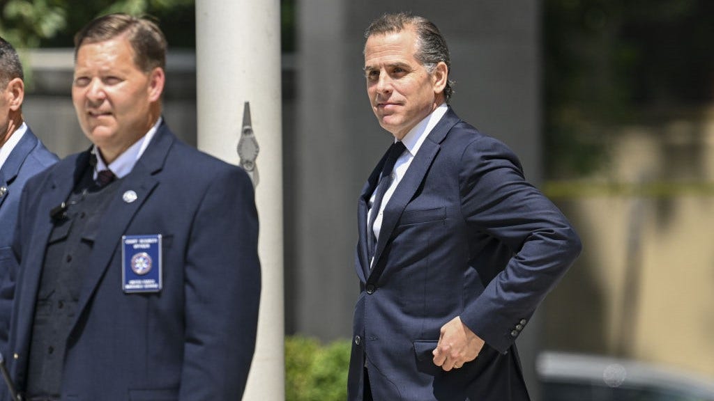 DELAWARE, UNITED STATES - JULY 26: United States President Joe Biden's son Hunter Biden, exits in J. Caleb Boggs Federal Building in Delaware, United States on July 26, 2023. (Photo by Celal Gunes/Anadolu Agency via Getty Images)