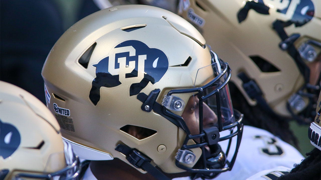 The Colorado Buffaloes helmet on a football player