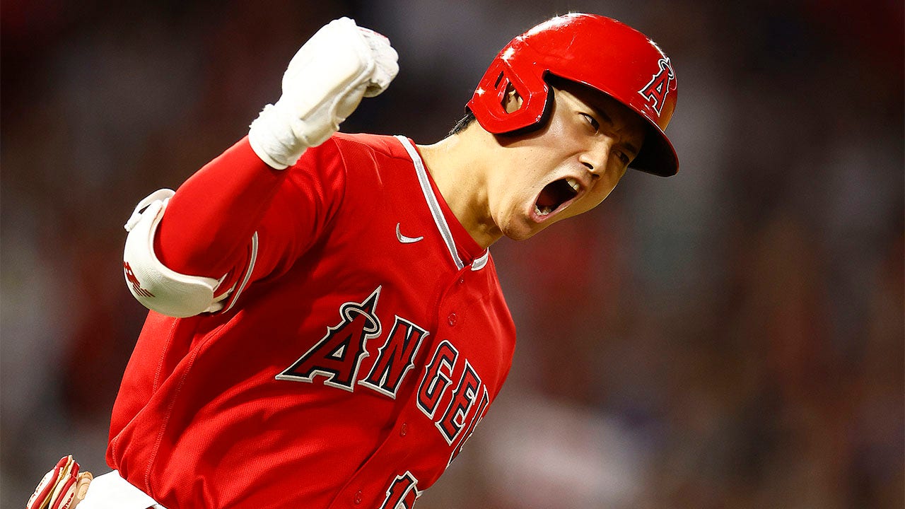 Dodger Stadium, Los Angeles, July 19, 2022, The American League's Shohei  Ohtani of the Los Angeles Angels reacts after hitting a single in the first  inning of the MLB All-Star baseball game