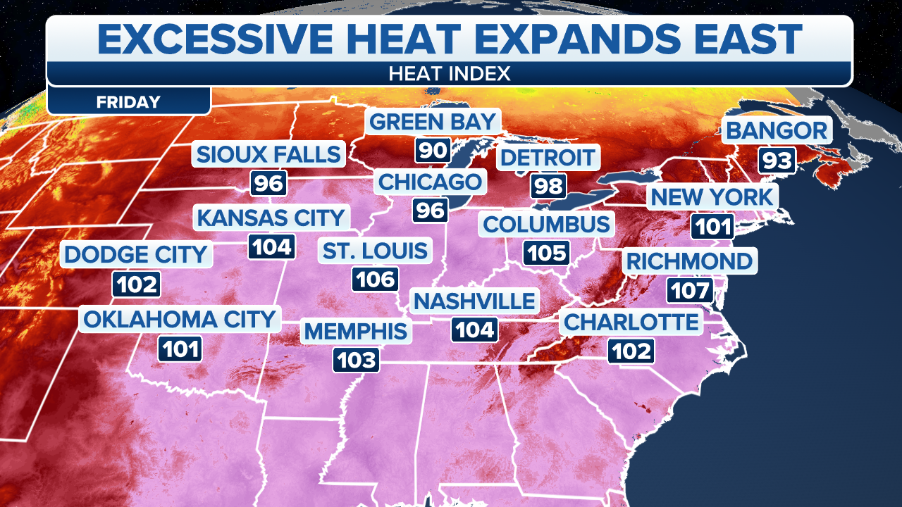 Heat moving eastward