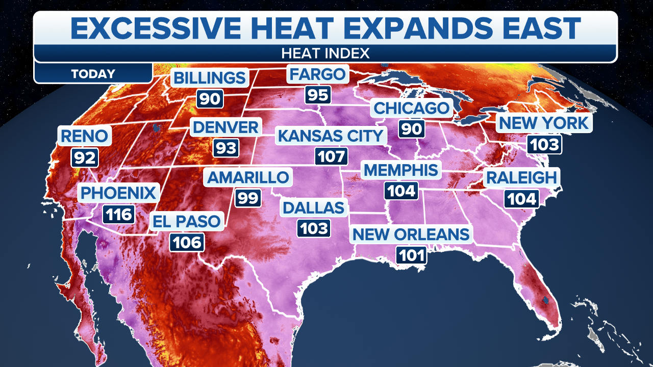 Excessive heat expands eastward