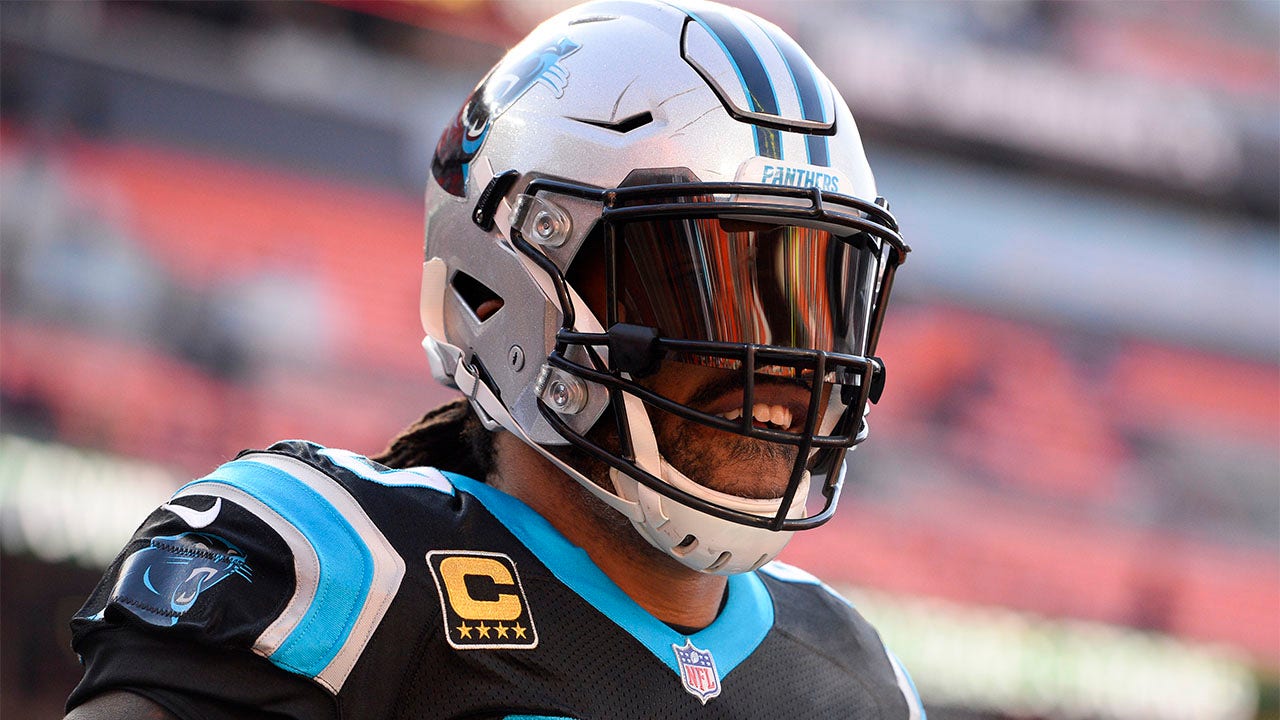 In this Dec. 24, 2017, file photo, Carolina Panthers' Julius Peppers (90)  reacts to a play against the Tampa Bay Buccaneers during the second half of  an NFL football game in Charlotte