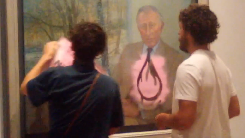 Climate protesters target King Charles III painting