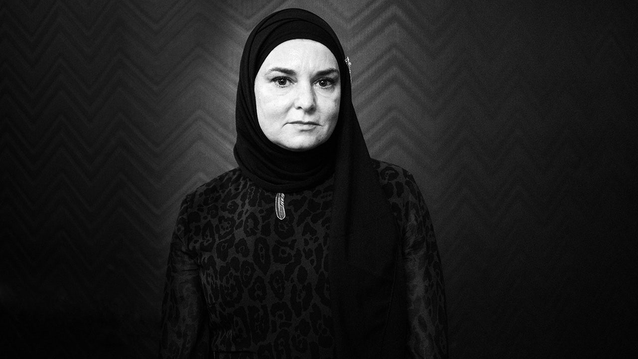 Sinead O'Connor in a black and white photo