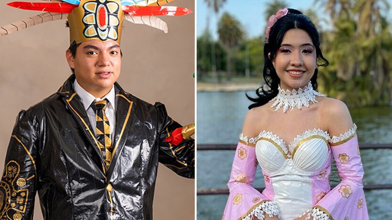 Teens from California and Utah won $10,000 in scholarship money for their prom outfit creations made out of duct tape. (Duck brand)