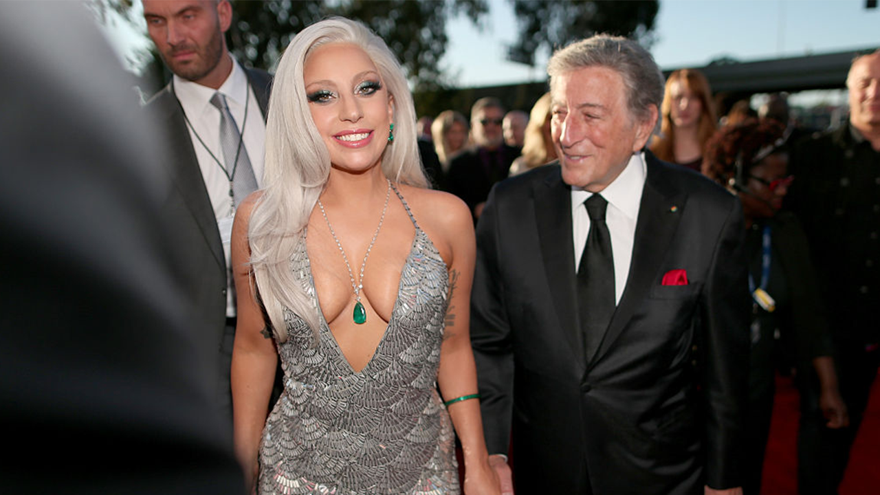 Lady Gaga and Tony Bennett attend The 57th Annual GRAMMY Awards in 2015