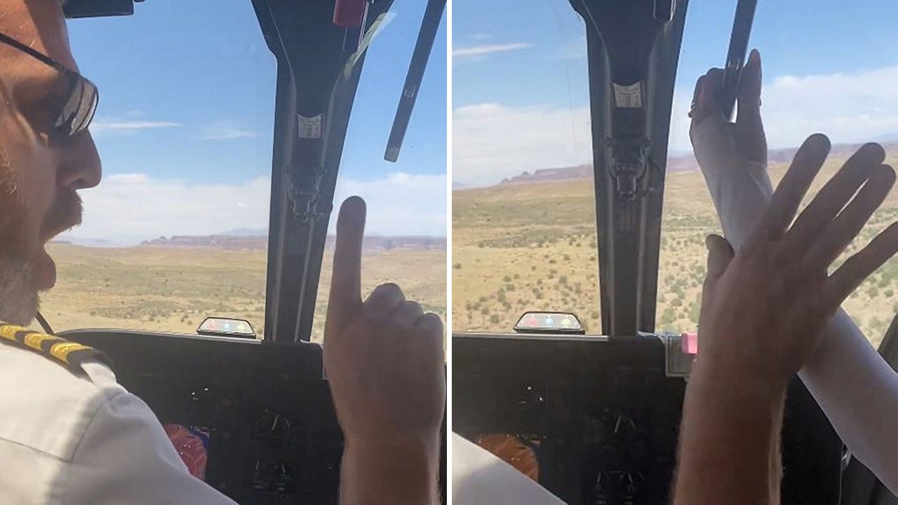 Pilot rips into helicopter passenger who reaches for control lever in shocking moment