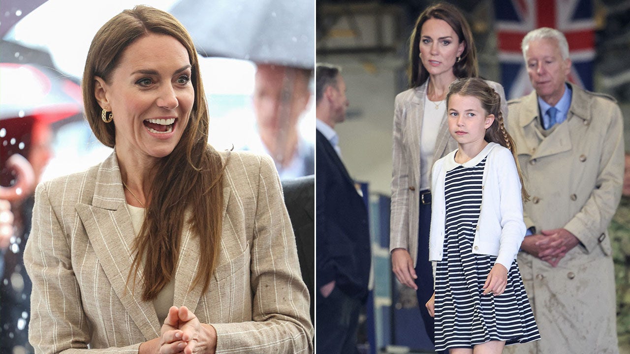A split image of Kate Middleton and Princess Charlotte