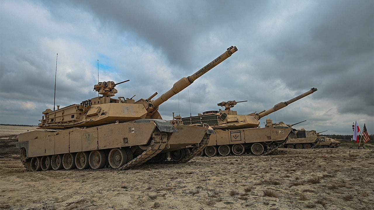 a photo of Abrams tanks