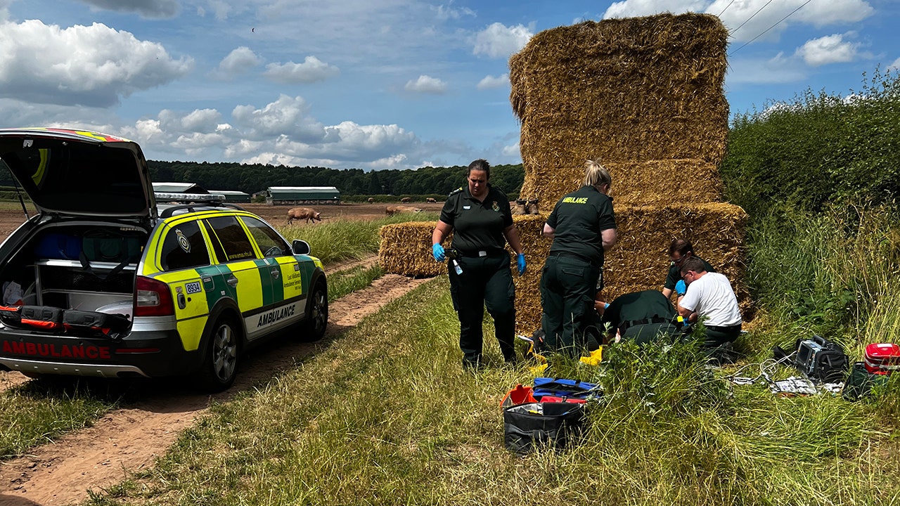 Father of two rescues farmer from being crushed by massive hay bale