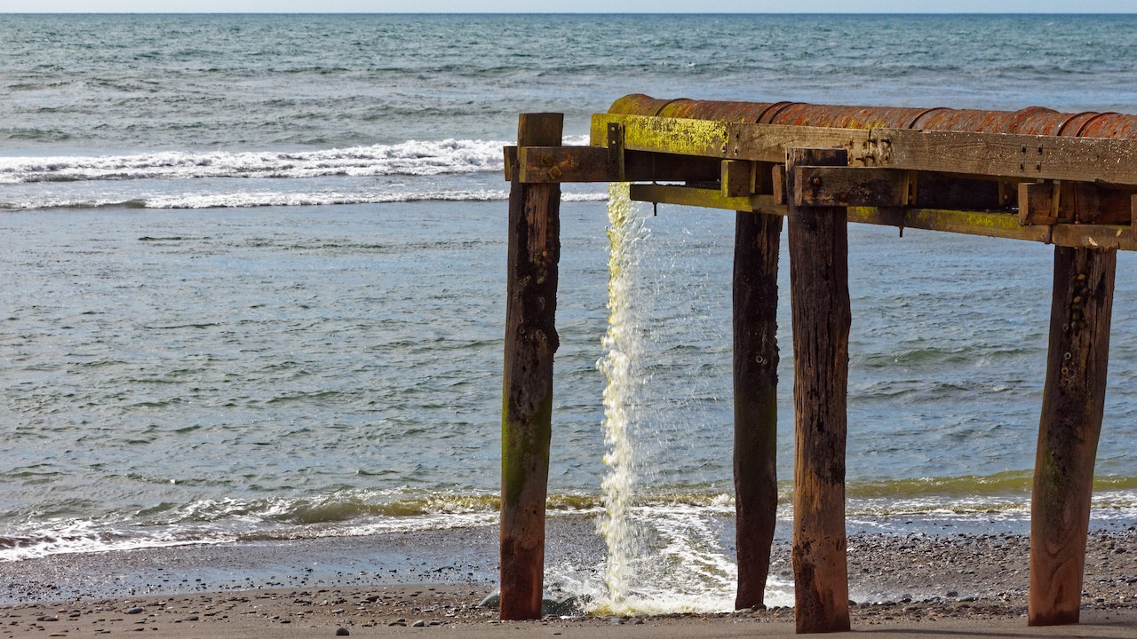 Runoff into ocean from pier