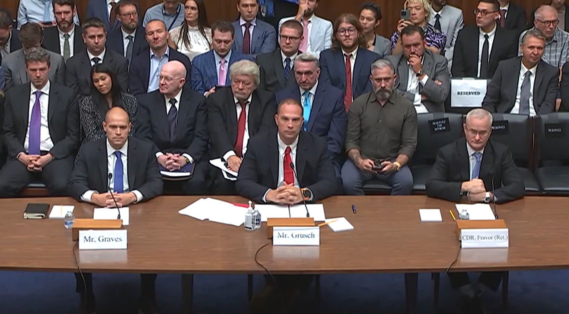 UFO whistleblowers at the July 26, 2023, House subcommittee hearing