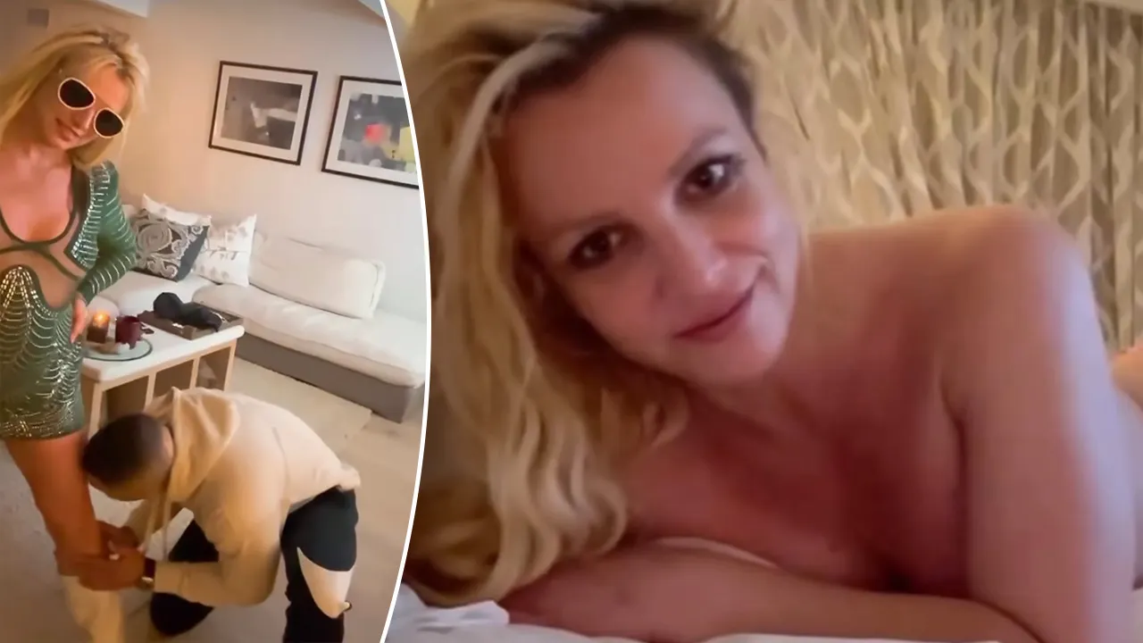 Britney Spears gets licked by mystery man, goes topless in new videos shared days after announcing divorce Fox News
