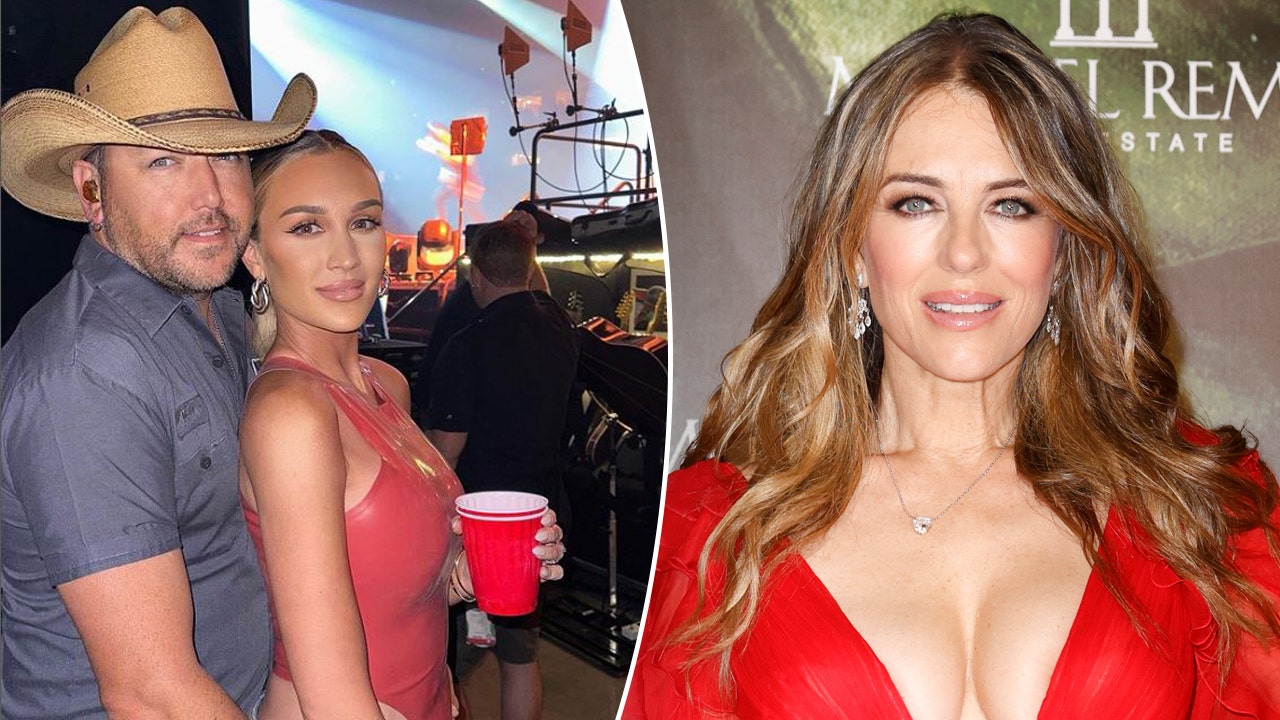 NextImg:Jason and Brittany Aldean cuddle up at concert; Elizabeth Hurley stuns at 58 in red dress