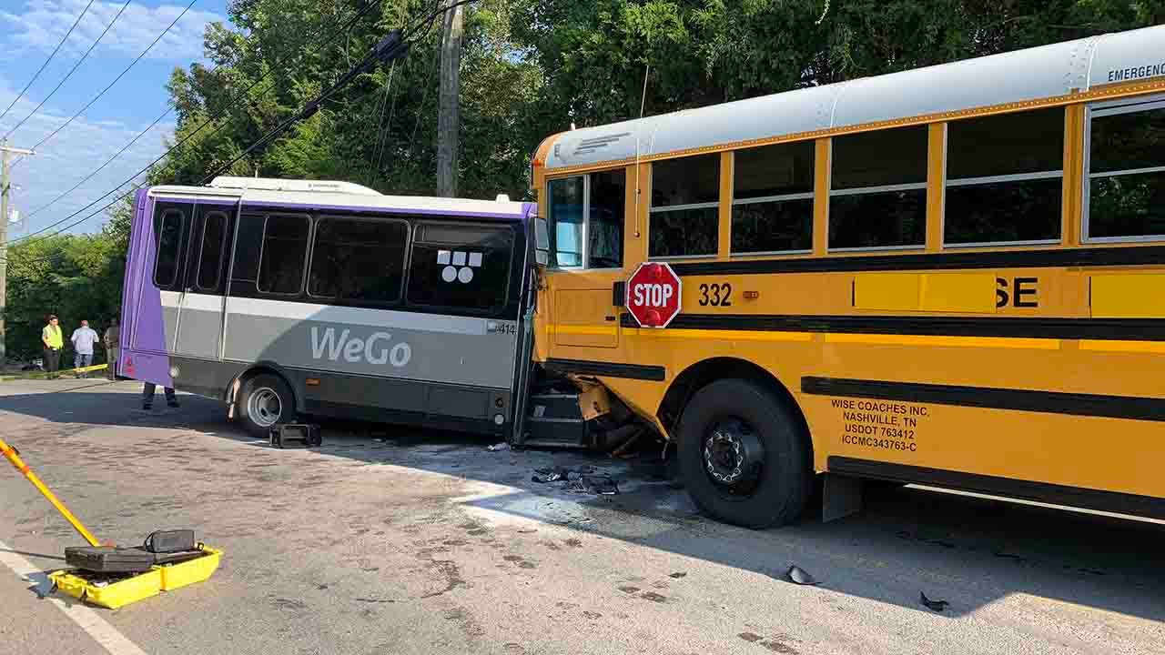 Multivehicle crash involving school bus in Nashville injures 3 kids, 3 adults